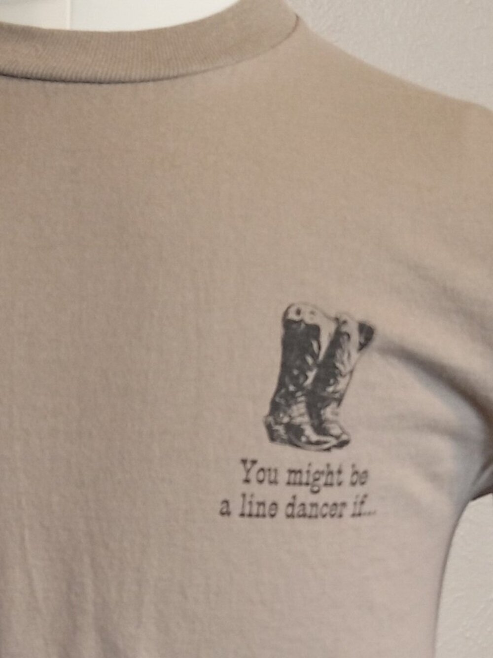 Funny Dance Shirt "You might be a line dancer IF..." Men's (L) Army Green Tshirt